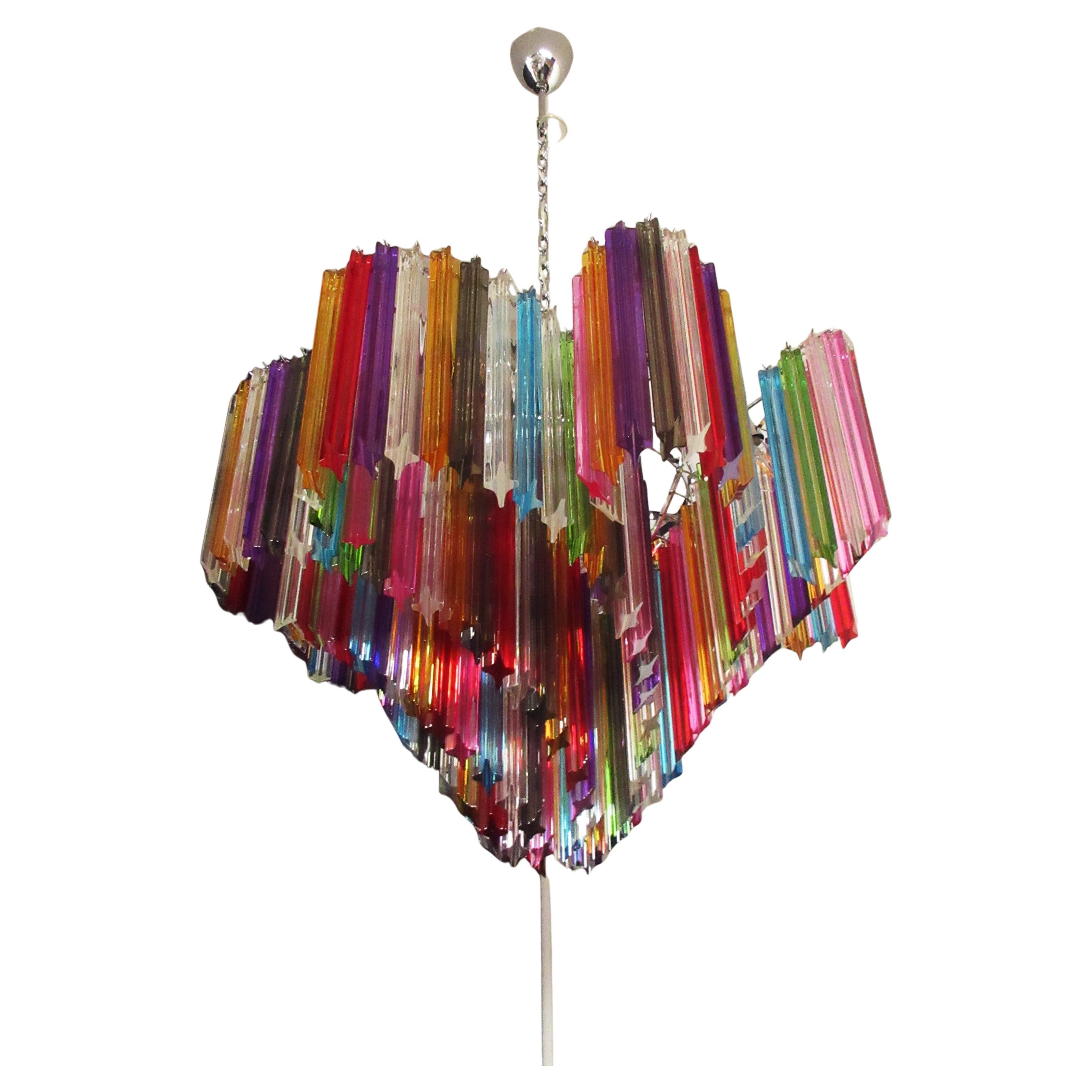 Lámpara moderna de cristal de Murano Quadriedri - 200 prismas multicolores quadriedri en venta