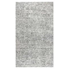 Modern Quagmire Black and White Geometric Wool Rug by Doris Leslie Blau