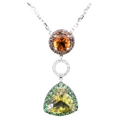 Modern Quartz, Citrine, Tsavorite Garnet & Diamond Necklet Circa 2000s