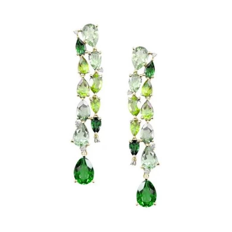 Modern Quartz Diamond Topaz Chrysolite White 14k Gold Earrings for Her In New Condition For Sale In Montreux, CH