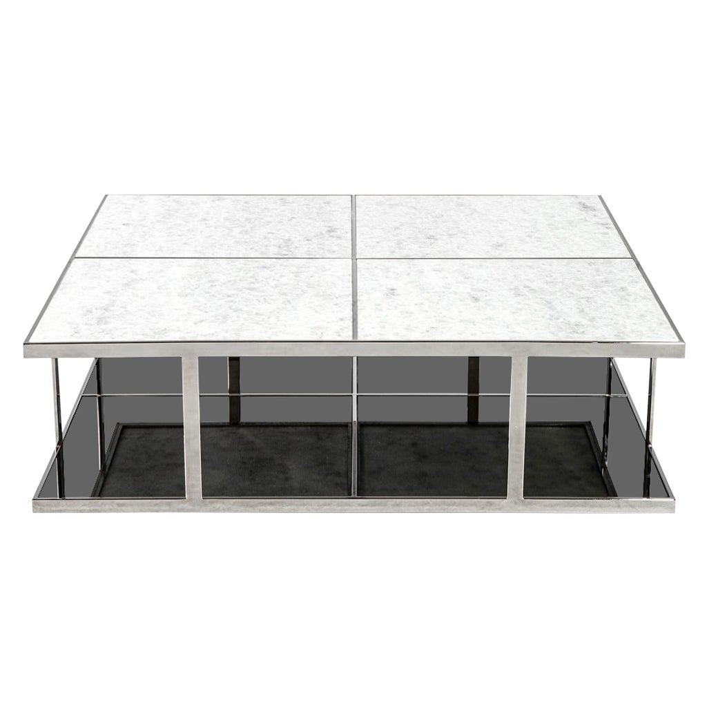 Modern Quartz Stone Top Coffee Table with Stainless Steel Frame