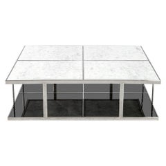 Modern Quartz Stone Top Coffee Table with Stainless Steel Frame