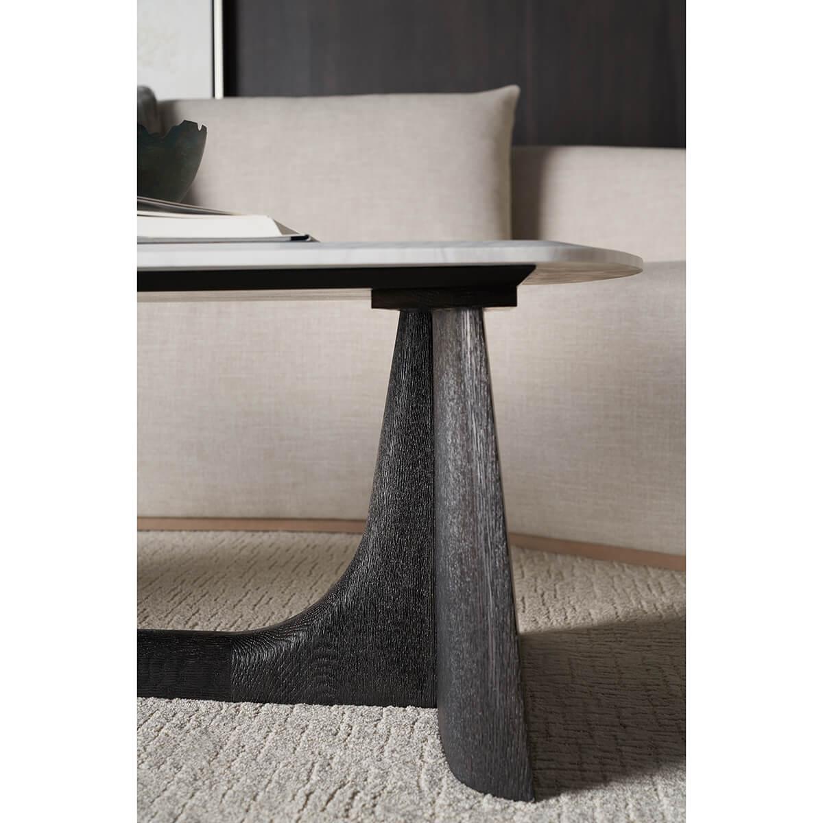 Table basse moderne à plateau en quartz anthracite Neuf - En vente à Westwood, NJ