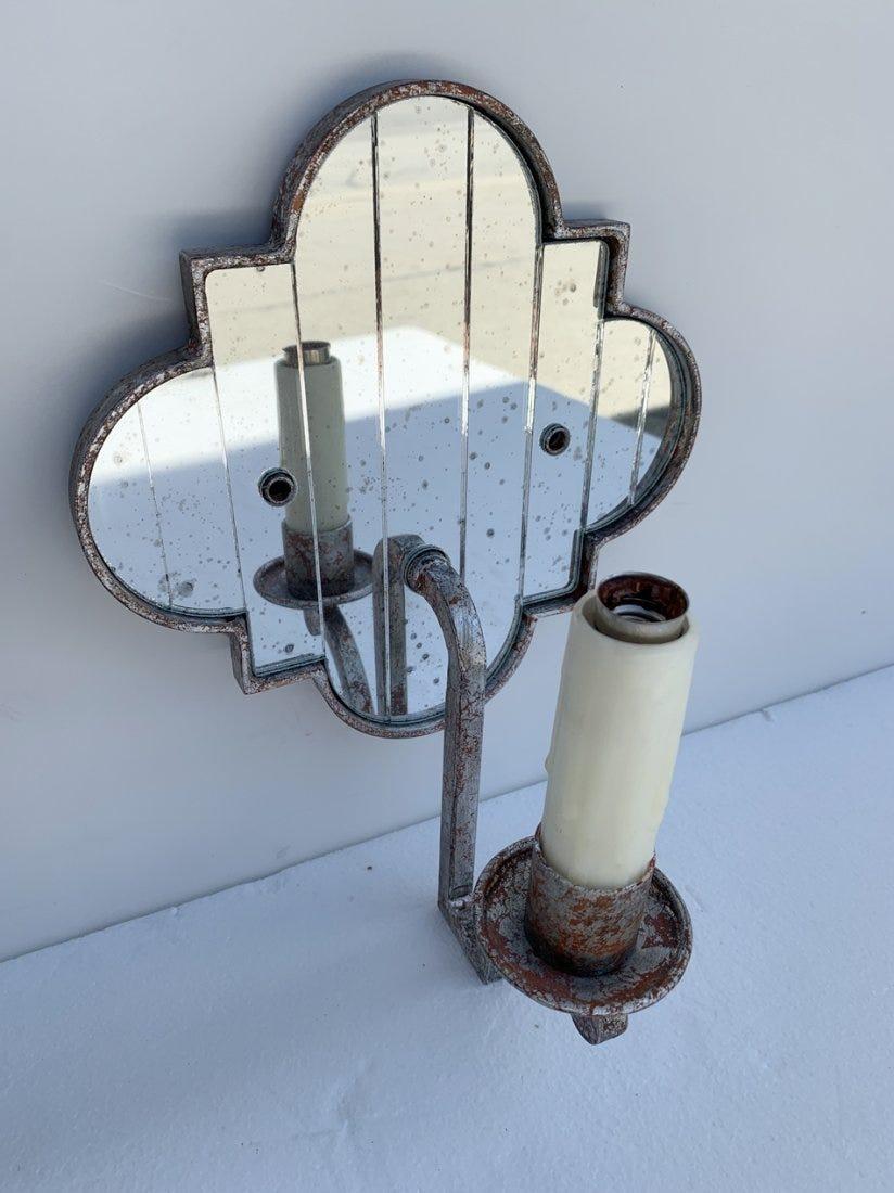 Modern Quatrefoil Wall Sconces in Metal & Mirror In Good Condition In Los Angeles, CA