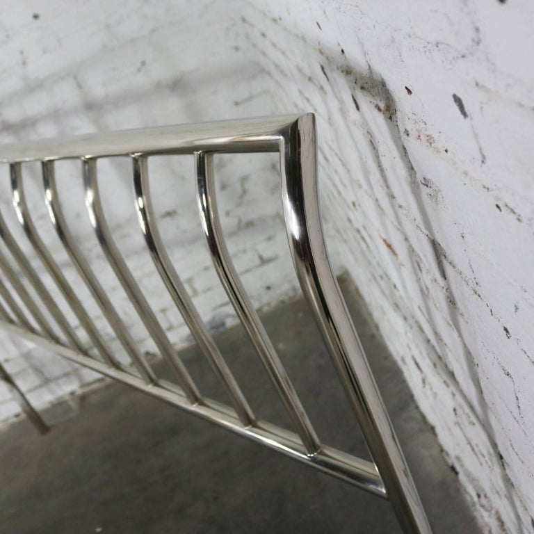 Modern QueenSize Headboard Nickel Chrome Sleigh Style at 1stDibs