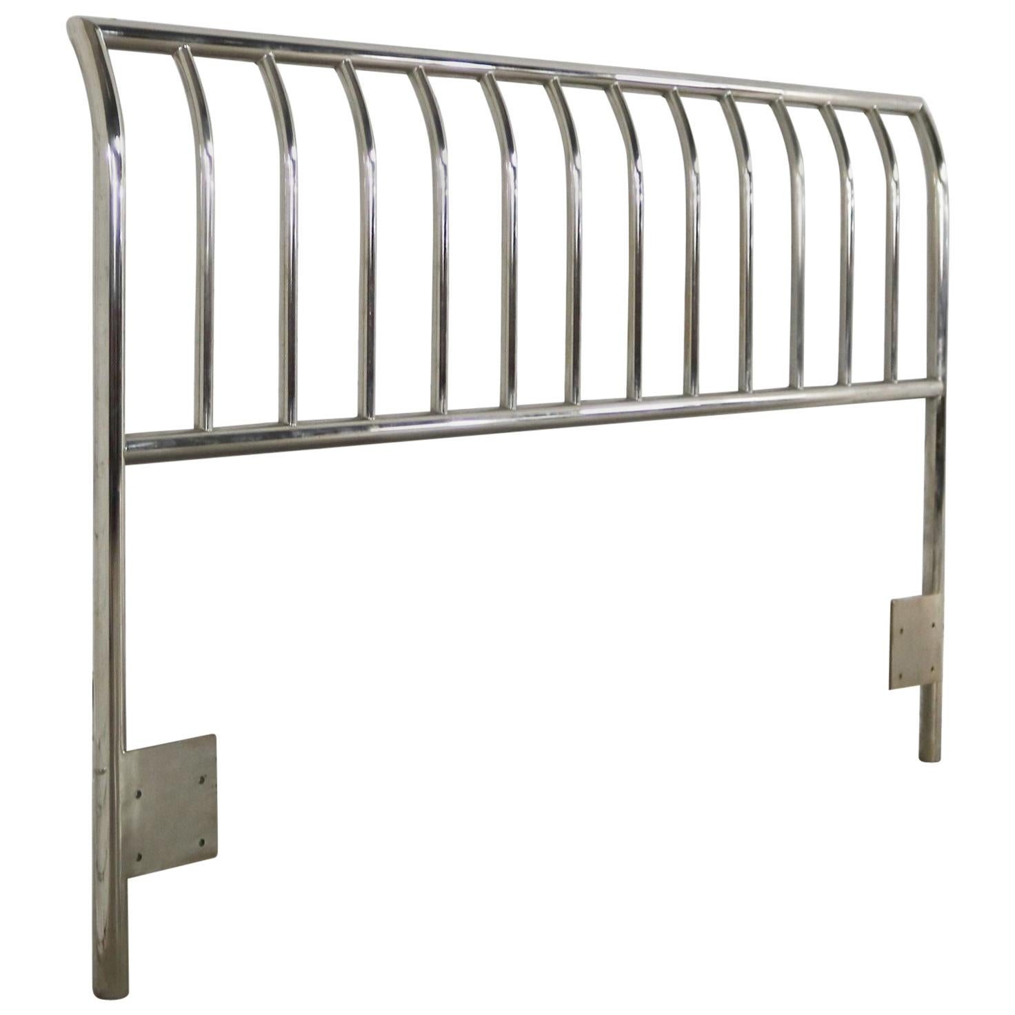 Modern Queen-Size Headboard Nickel Chrome Sleigh Style