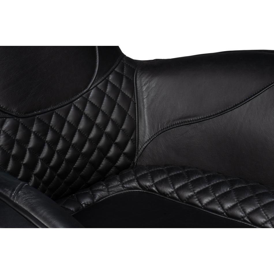 Modern Quilted Black Leather Armchair For Sale 5
