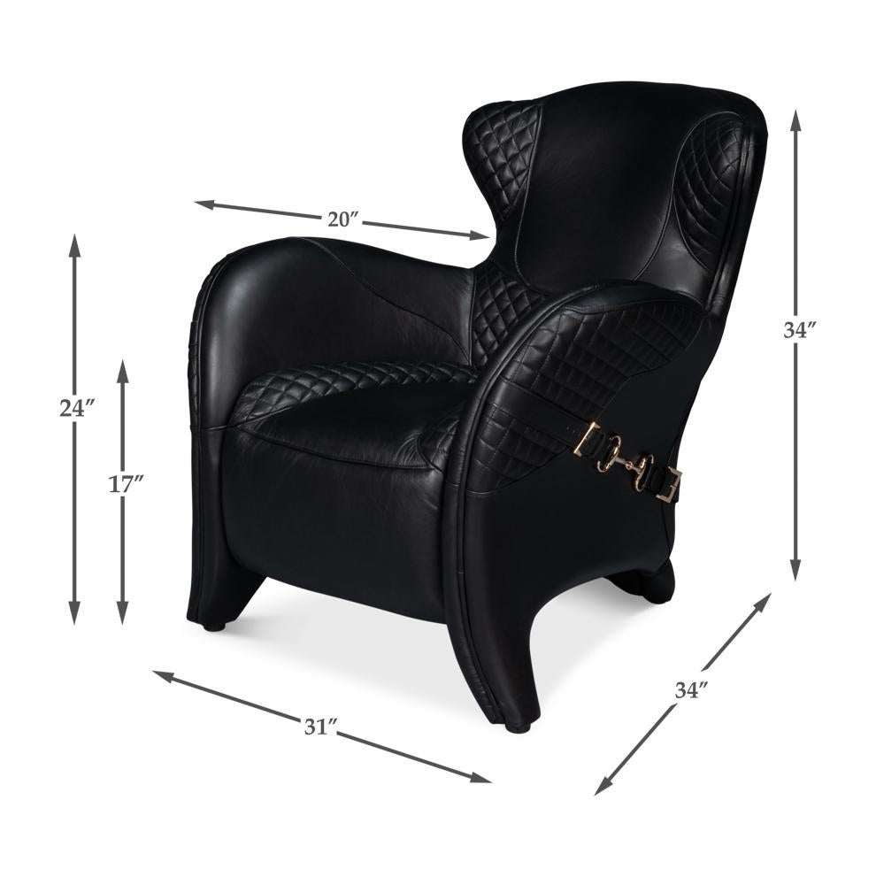 Modern Quilted Black Leather Armchair For Sale 7