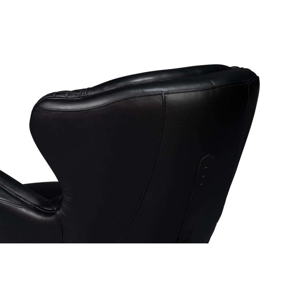Cuir The Moderns fauteuil en cuir noir matelassé en vente