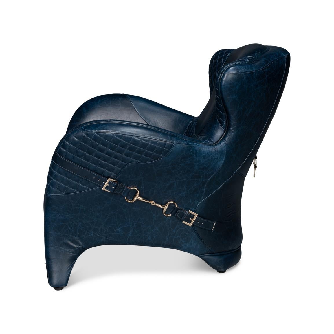 Moderne The Moderns fauteuil en cuir matelassé bleu en vente