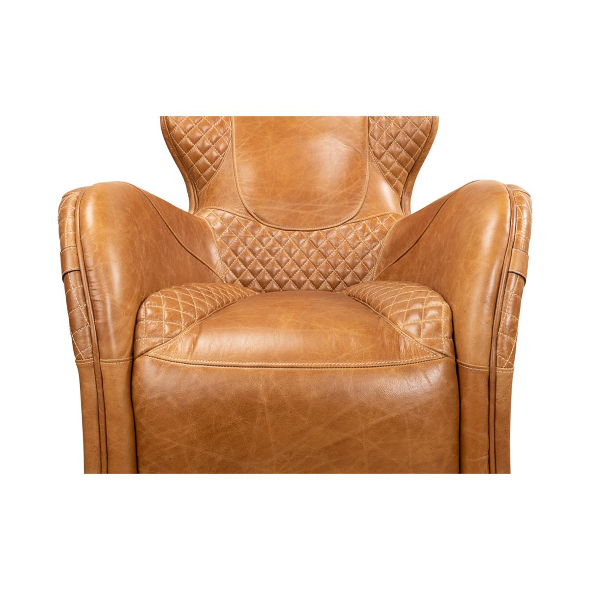 Modern Quilted Leather Armchair For Sale 2