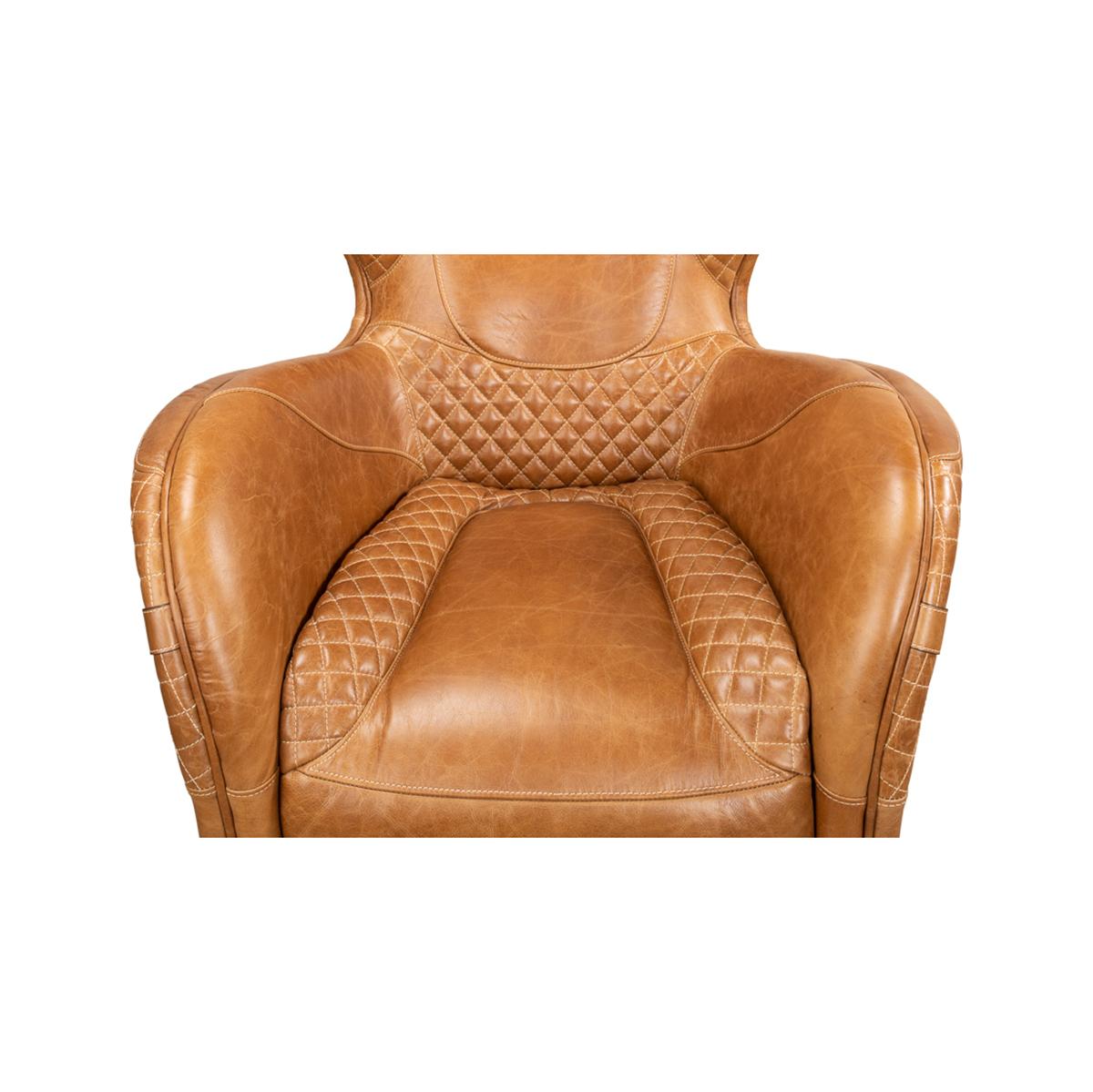 Modern Quilted Leather Armchair For Sale 4