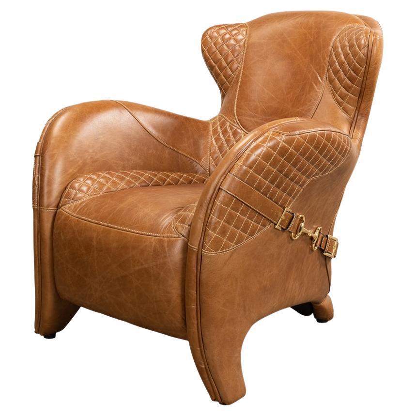 Modern Quilted Leather Armchair For Sale