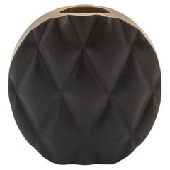 Modern Quilted Vase in Black Oak with Brass Details by Kifu Paris