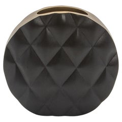 Modern Quilted Vase in Black Oak with Brass Details by Kifu Paris