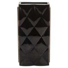 Modern Quilted Vase in Black Shell by KIFU Paris