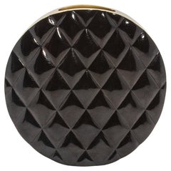 Modern Quilted Vase in Black Shell with Brass Details by KIFU Paris