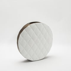 Modern Quilted Vase in Shagreen with Brass Details by Kifu Paris