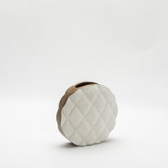 Modern Quilted Vase in Shagreen with Brass Details by KIFU Paris