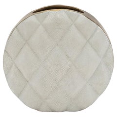 Modern Quilted Vase in Shagreen with Brass Details by KIFU Paris