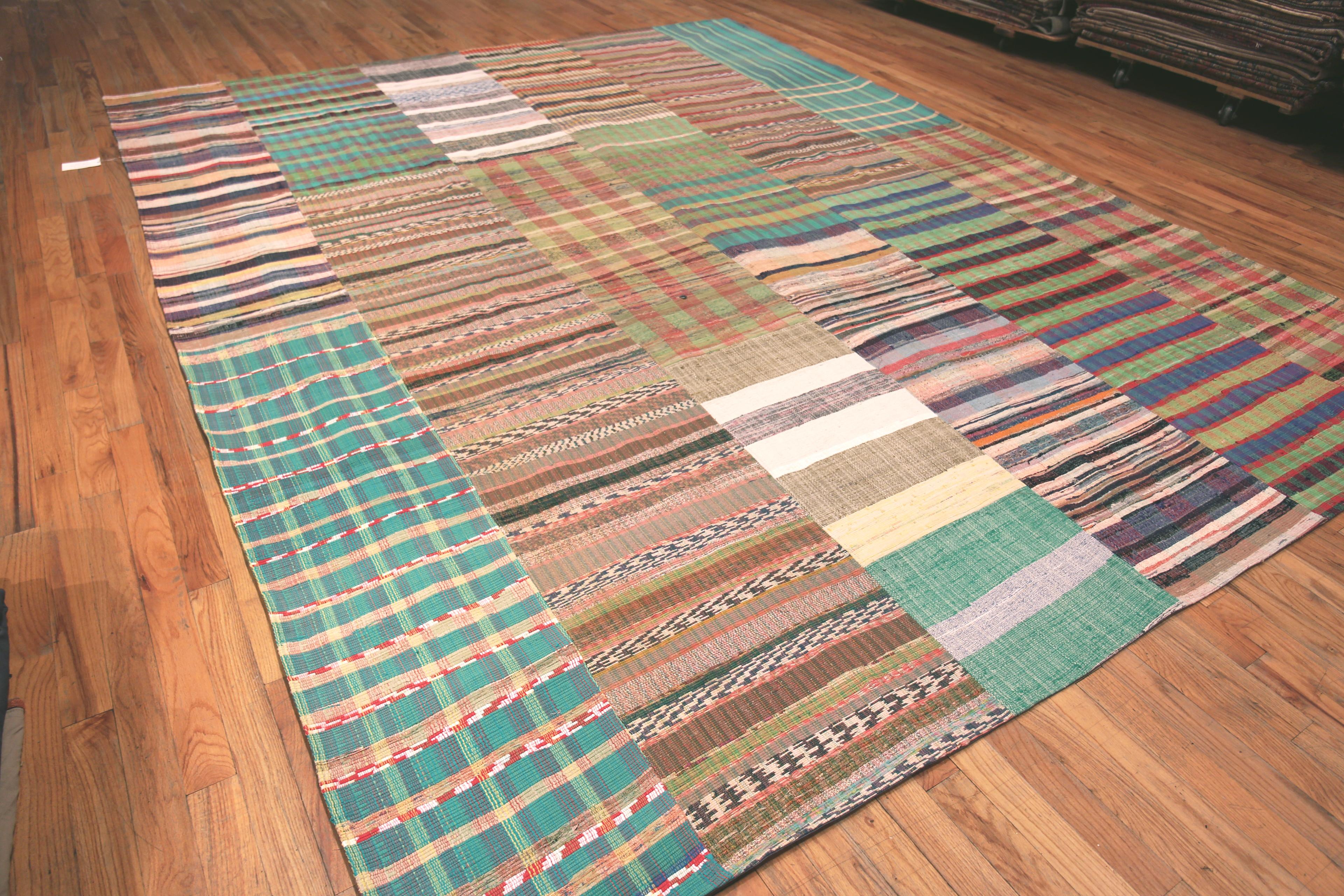 Hand-Woven Nazmiyal Collection Modern Rag Rug. 11 ft x 14 ft 1 in