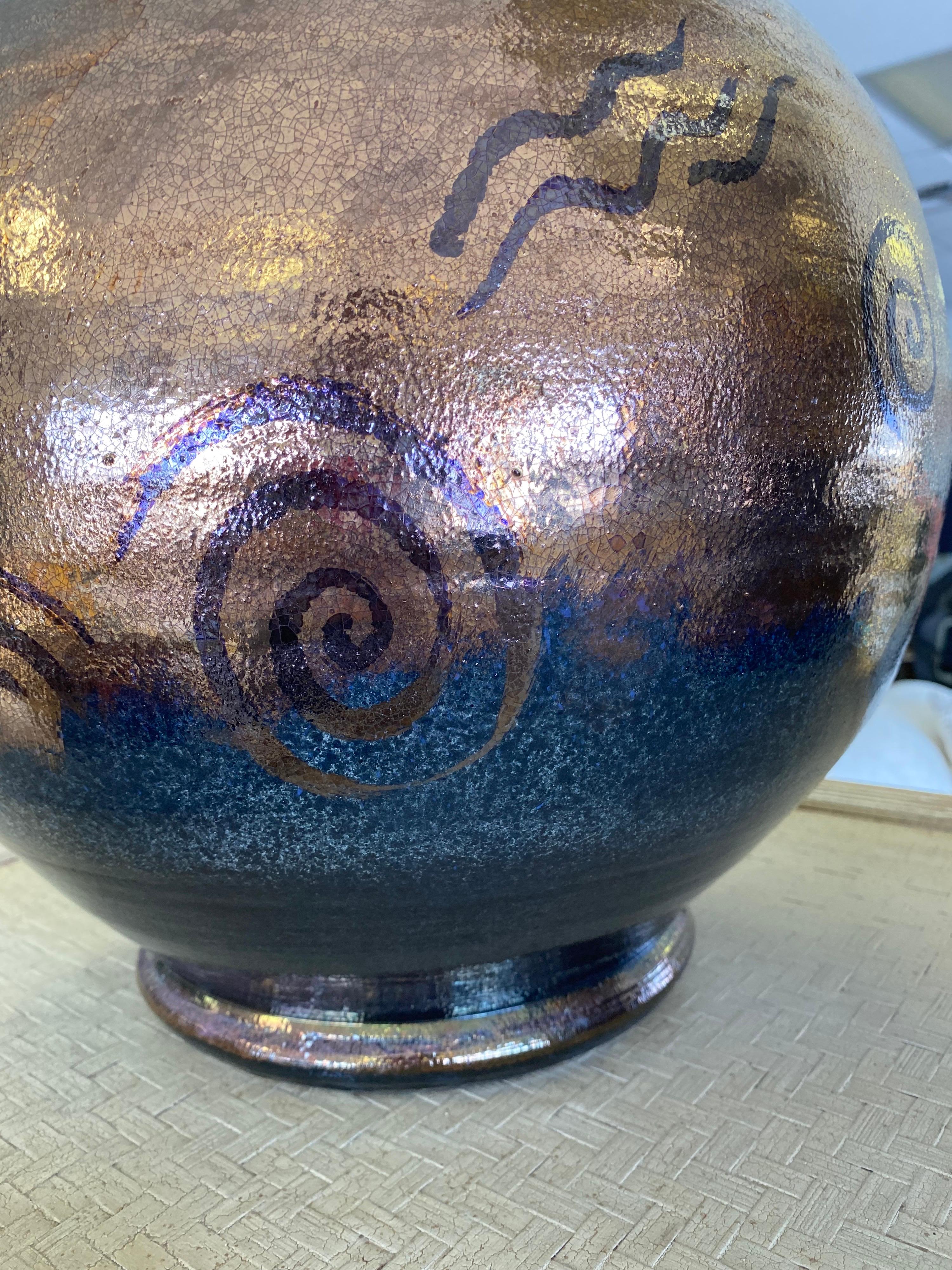 American Modern Raku Urn with Lid from Steve Chase Estate by Gary McCloy For Sale