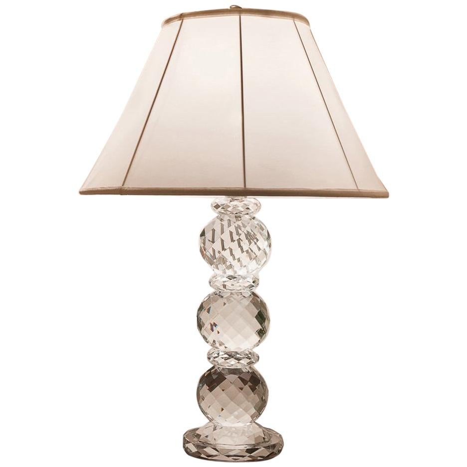 Ralph Lauren Crystal Faceted Table Lamp with White Silk Lampshade