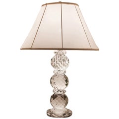 Ralph Lauren Crystal Faceted Table Lamp with White Silk Lampshade