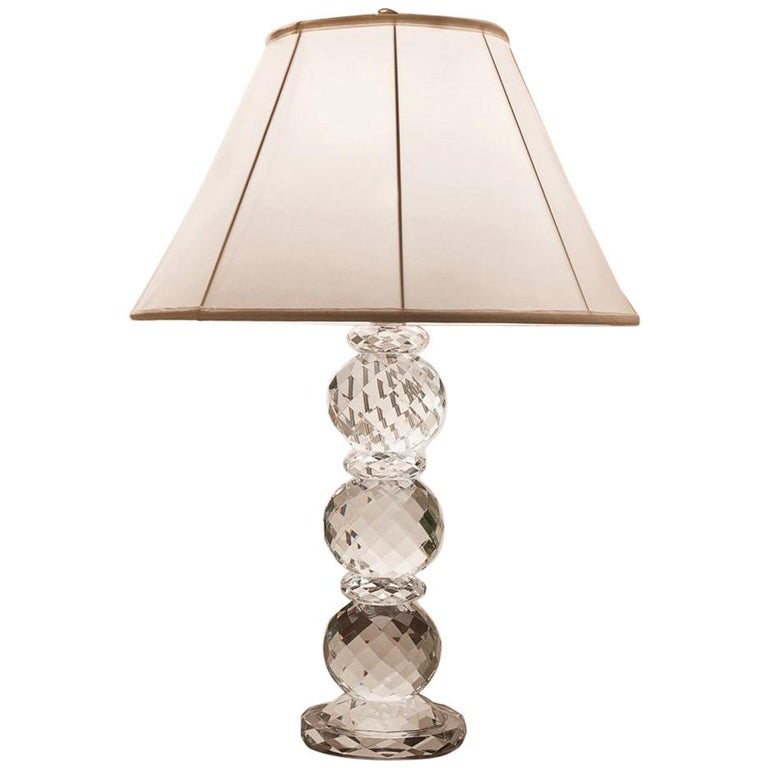 Ralph Lauren Crystal Faceted Table Lamp with White Silk Lampshade at  1stDibs | ralph lauren crystal lamp, ralph lauren crystal table lamp,  crystal lampshade