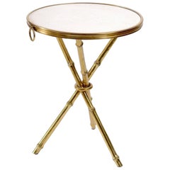 Modern Ralph Lauren Marble-Top Bamboo Form Brass Legs Side Table