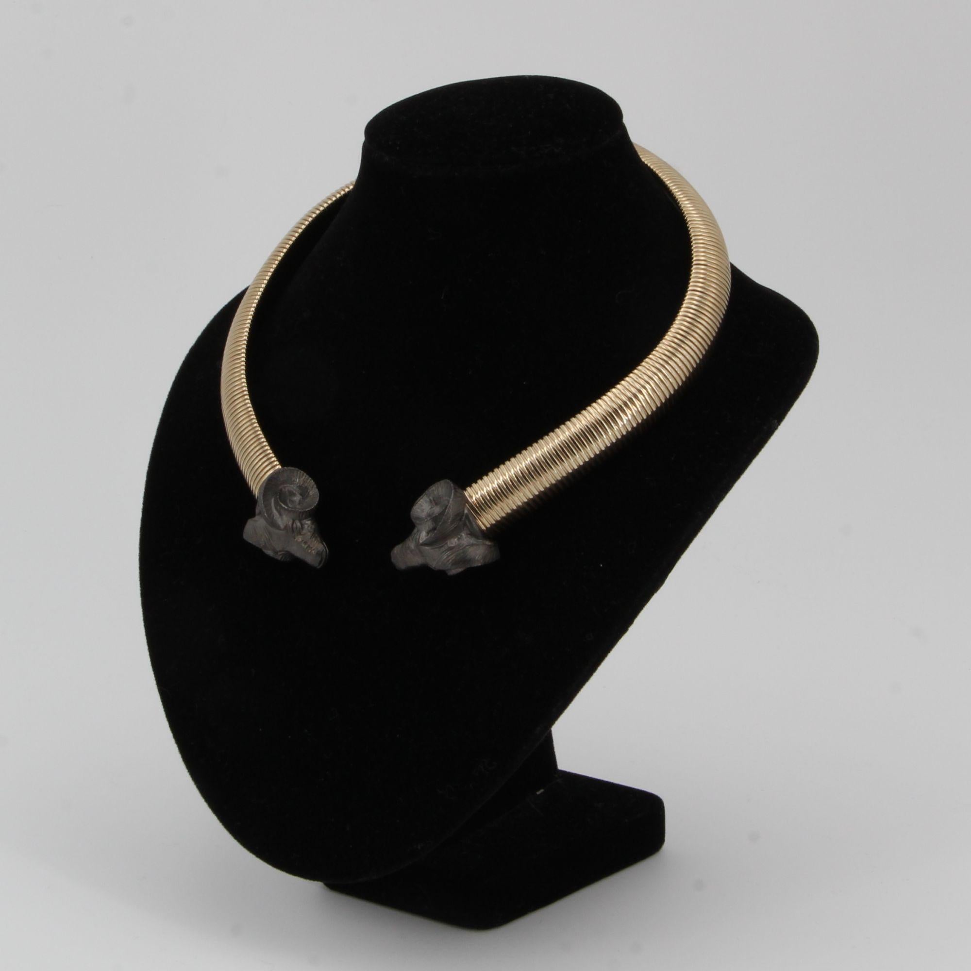 Modern Ram Tubogas Vermeil Necklace For Sale 3