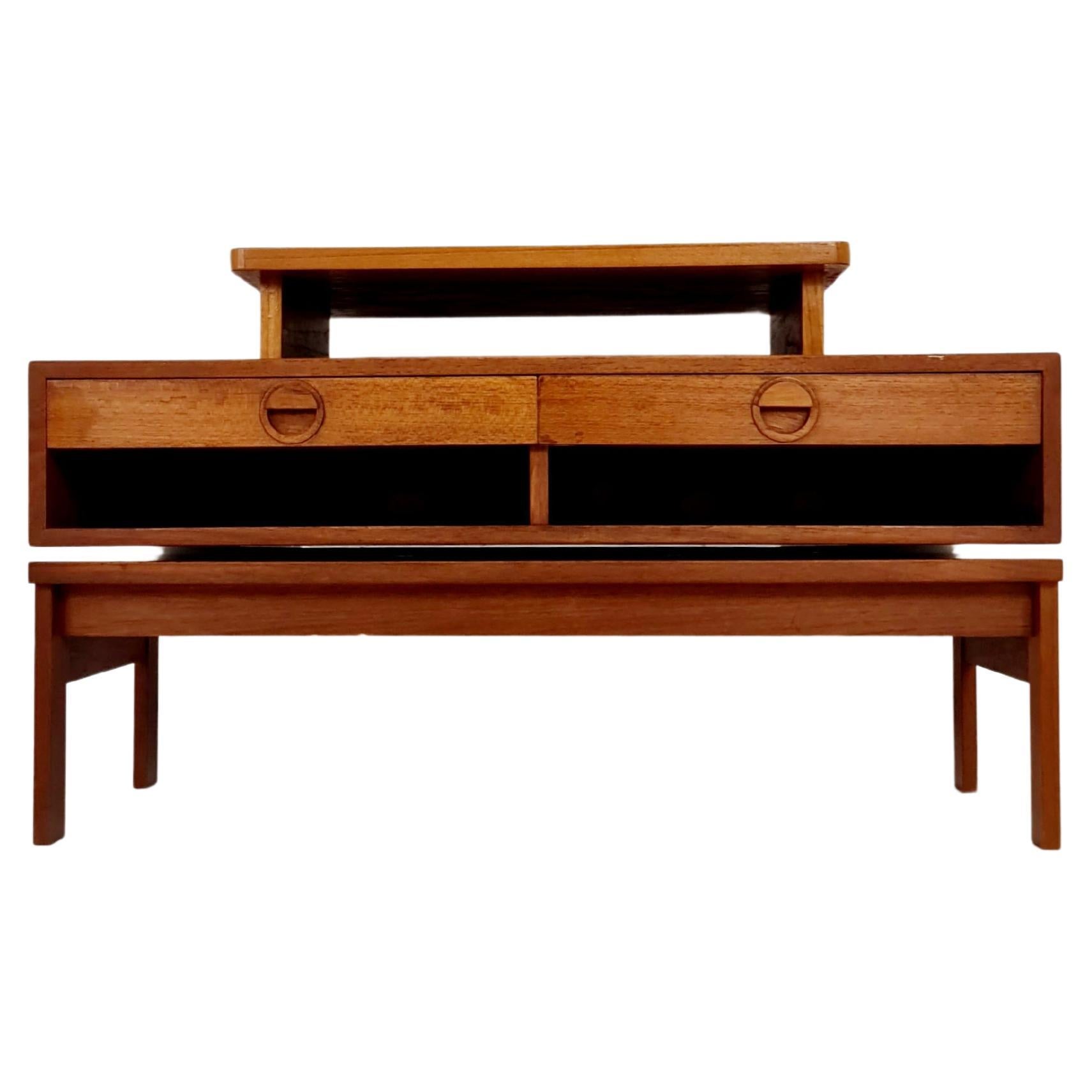 modern, Rare Danish tv-bench hallway table teak by Hansen & Guldborg Mobler