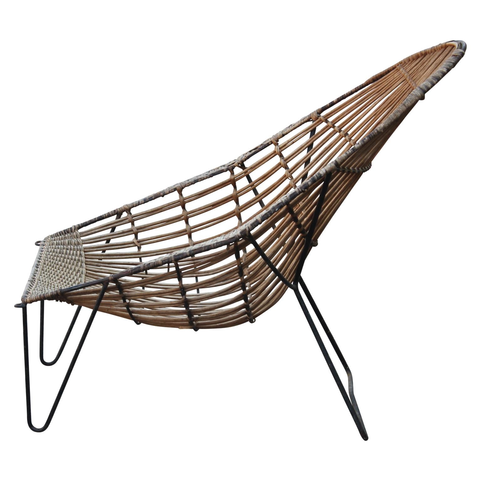 Modern Rattan Chaise Lounge Chair and Ottoman Van Keppel-Green Style 3