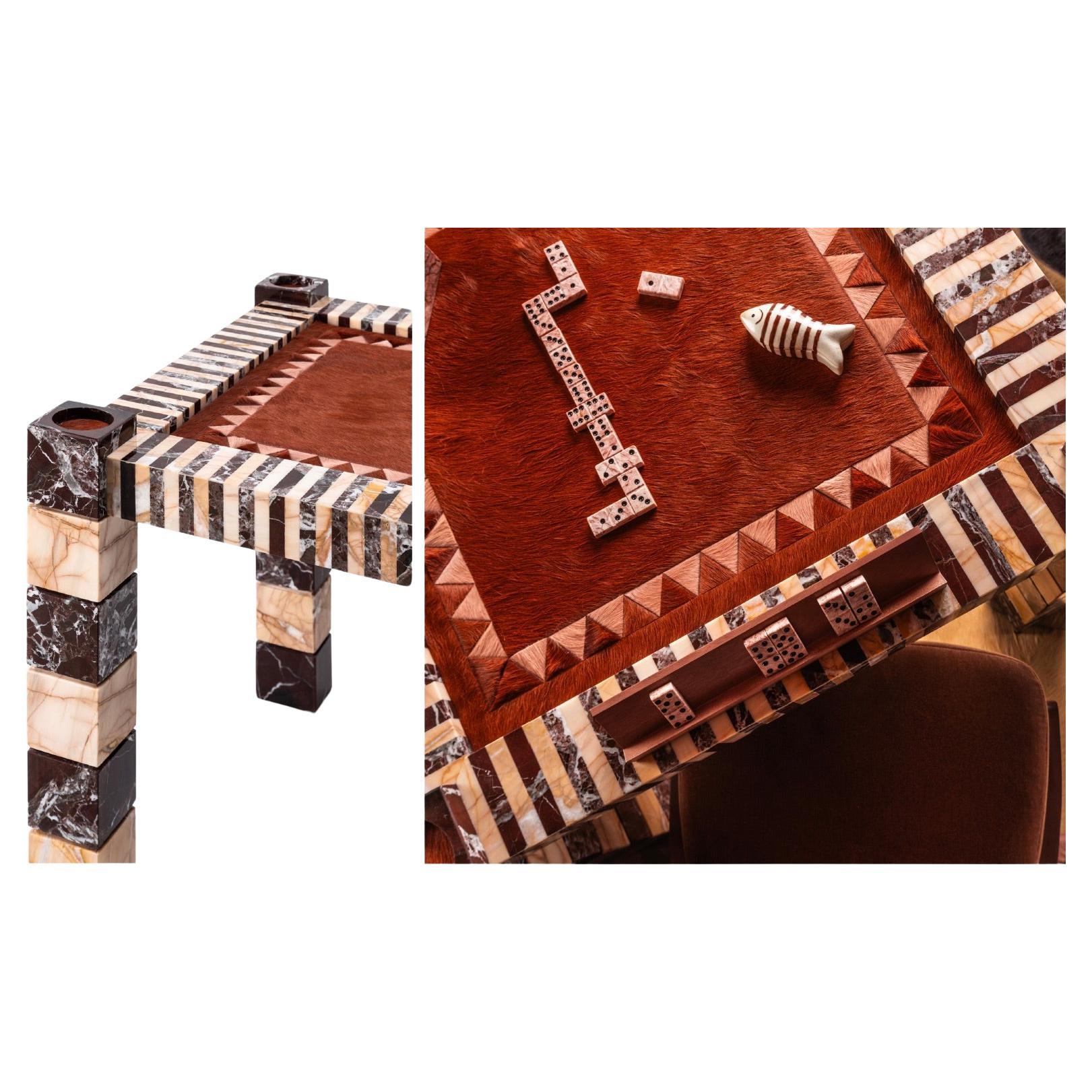 Polished Modern Ravello and Dolomite Stone Domino Game Table from MADE by MONIOMI For Sale