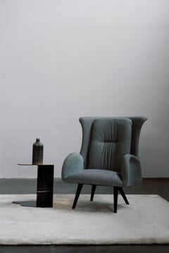 Mid-Century Modern Raw Marble Side Table, Sahara Noir, Handmade by Greenapple