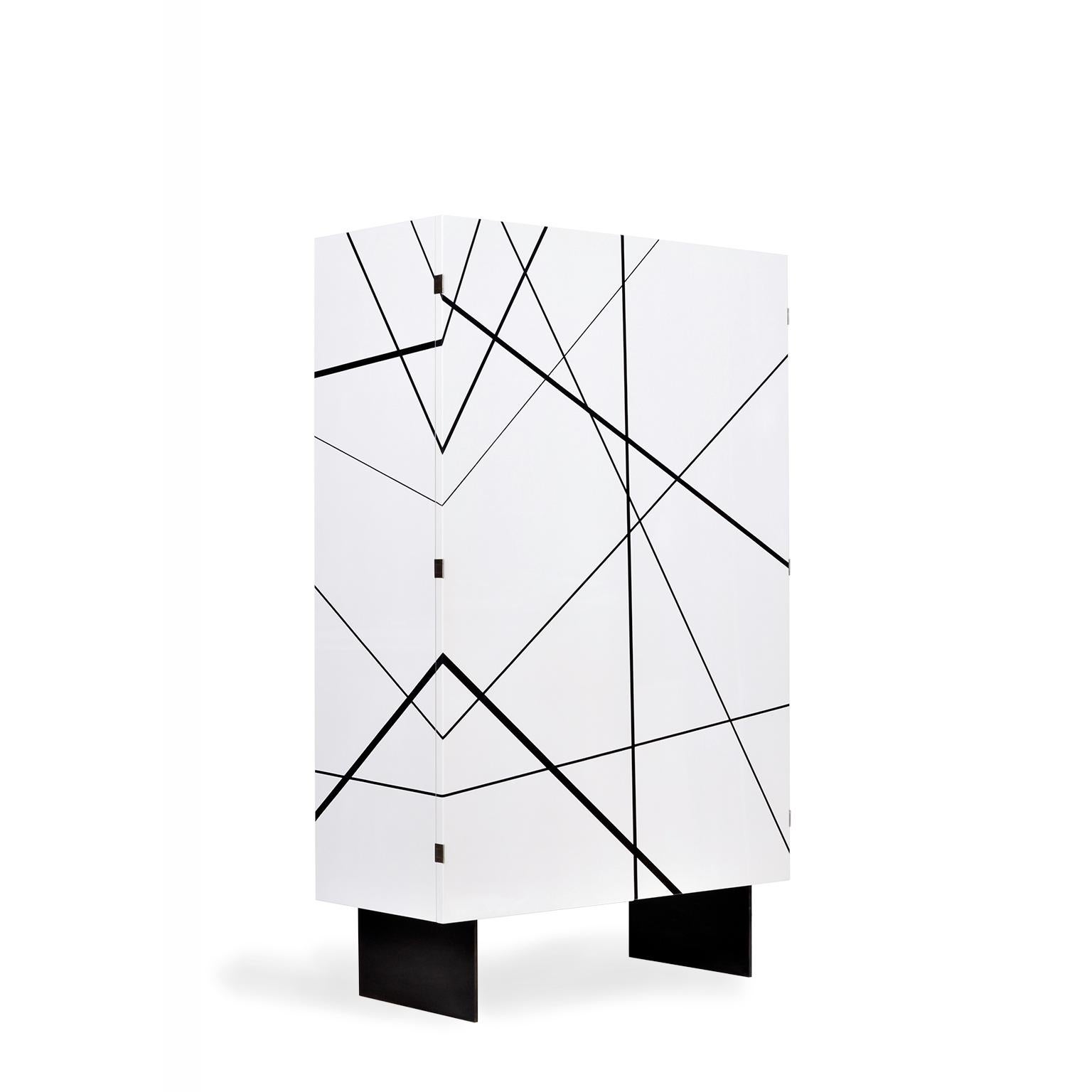 Other Modern Ray Bar Cabinet in Lacquer and Ebony By Newell Design Studio For Sale