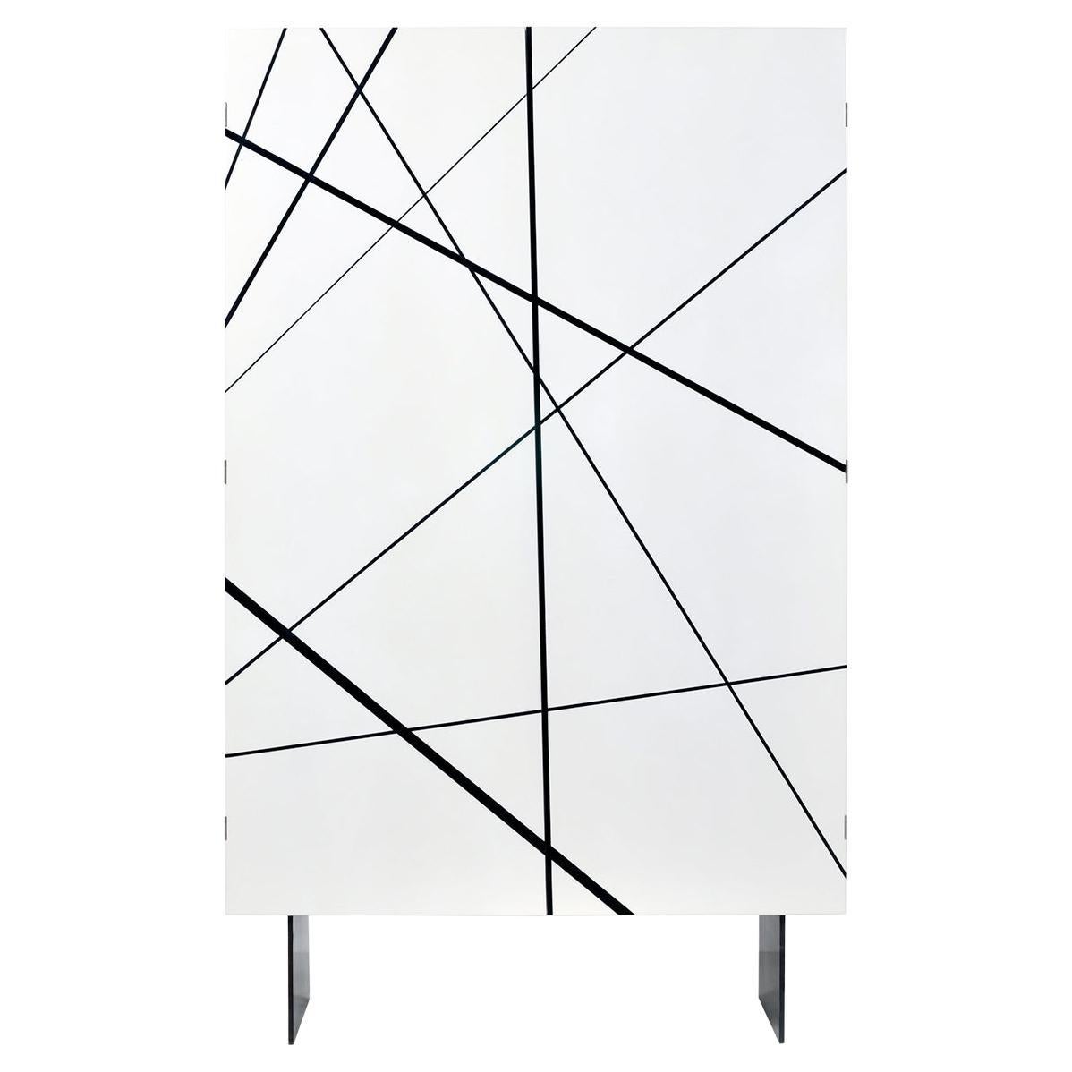 Modern Ray Bar Cabinet in Lacquer and Ebony By Newell Design Studio For Sale