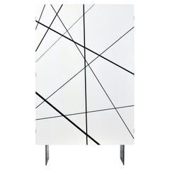Modern Ray Bar Cabinet in Lacquer and Ebony By Newell Design Studio