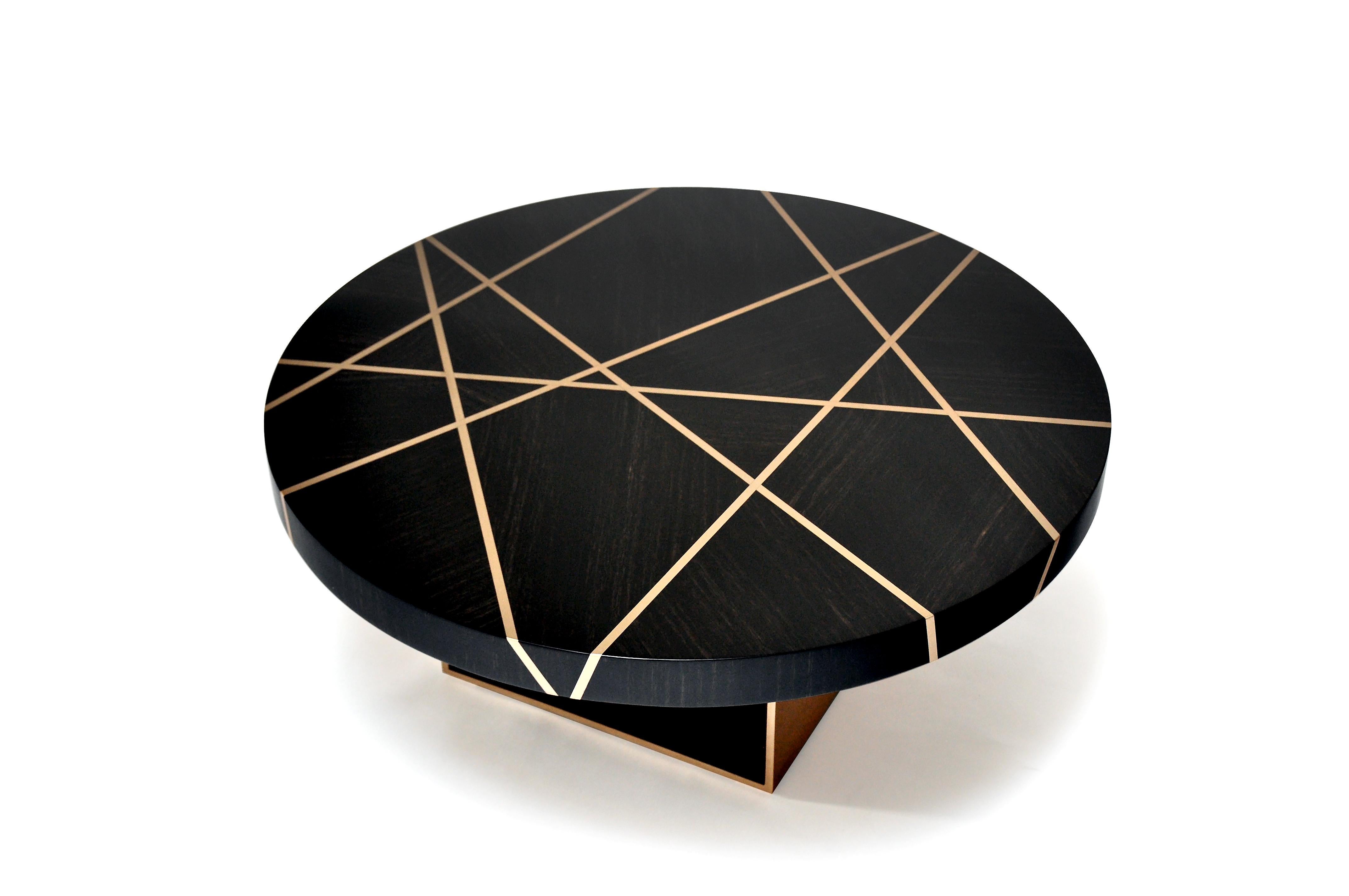 American Modern Ray Cocktail Table in Gabon Ebony By Newell Design Studio For Sale