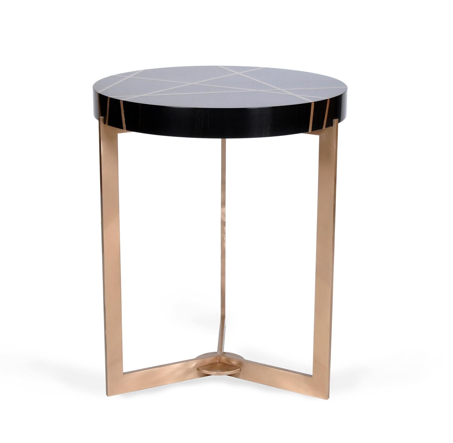 Contemporary Modern Ray End Table in Bronze and Ebony by Newell Design Studio For Sale