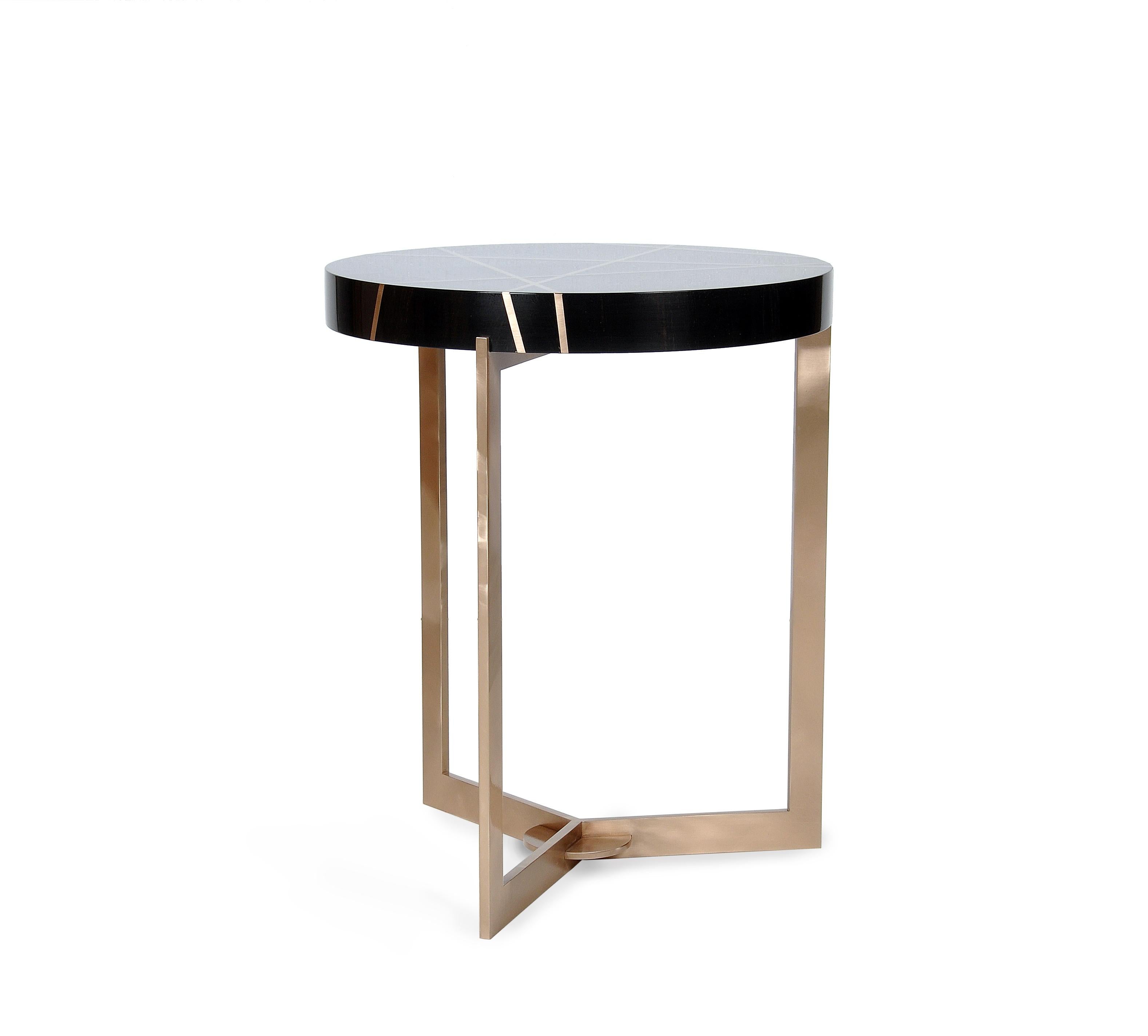 Modern Ray End Table in Bronze and Ebony by Newell Design Studio For Sale 1