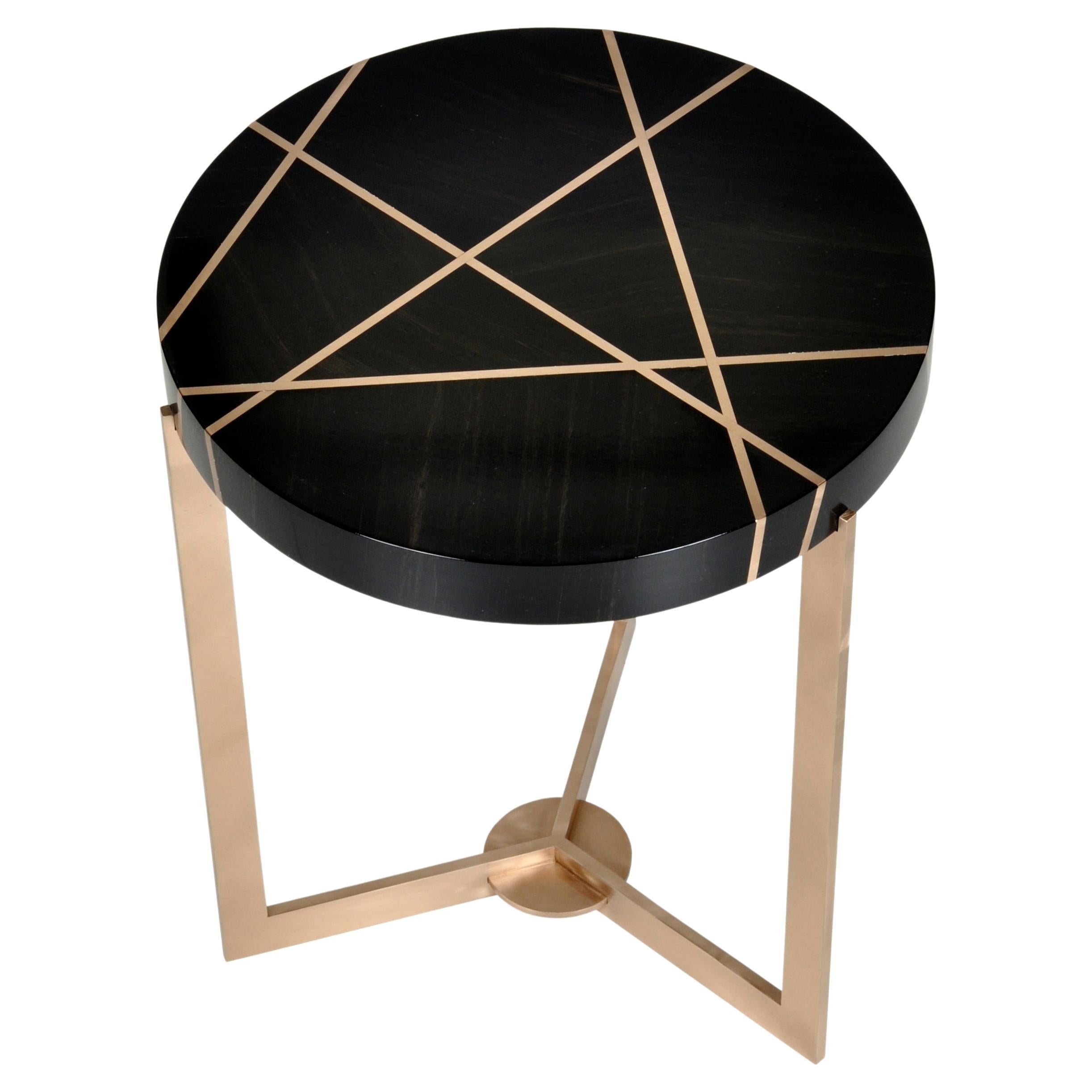 Modern Ray End Table in Bronze and Ebony by Newell Design Studio For Sale