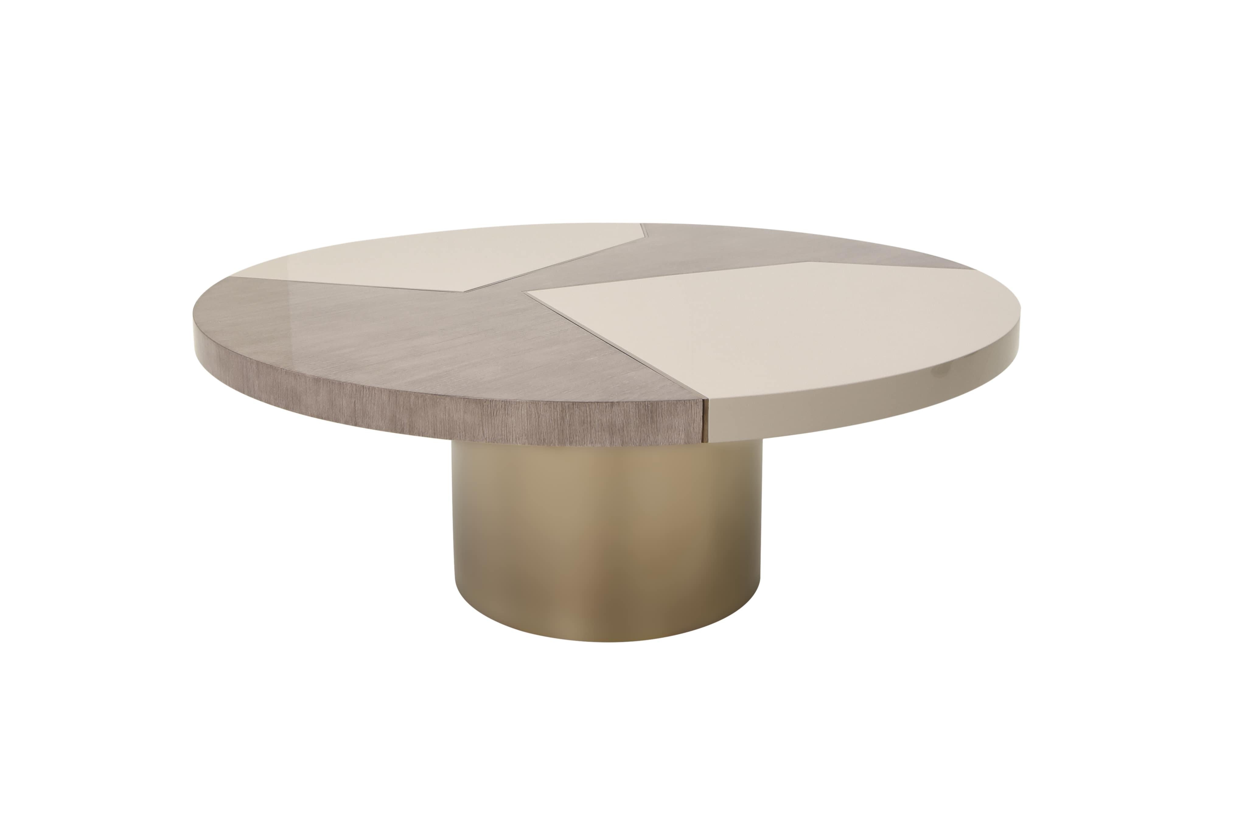 Portuguese Modern Ray Round Center Table with Geometric Design For Sale