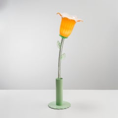 Modern Rechargeable Table Lamp Murano Glass Flower Alessandra Baldereschi