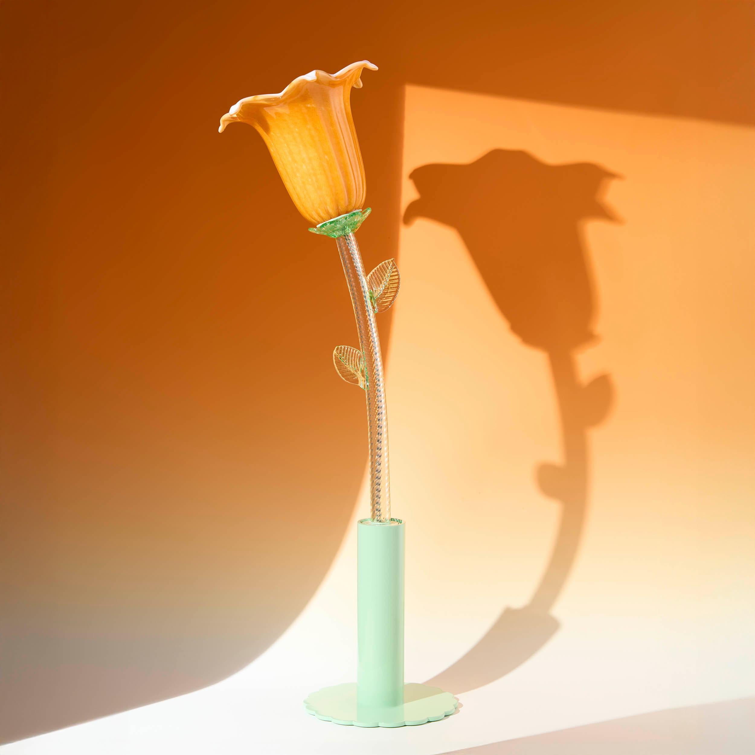 Lámpara de mesa moderna recargable Flor de cristal de Murano Alessandra Baldereschi Moderno en venta