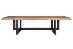 Modern Reclaimed Oak Dining Table on Geometric Steel Base