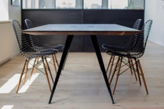 Modern Reclaimed Walnut Top Black Steel Leg Table