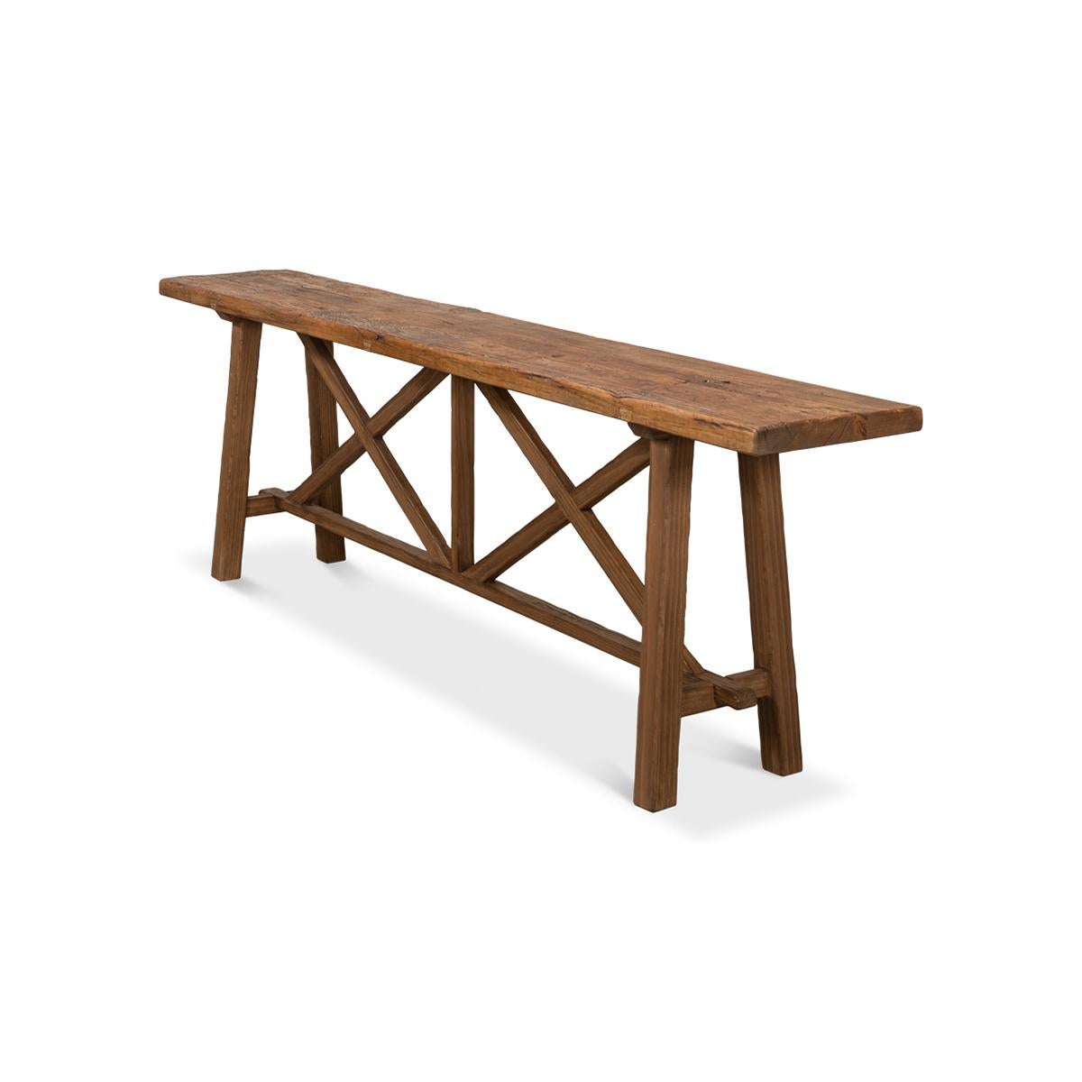 Rustique Table console moderne en bois de récupération en vente