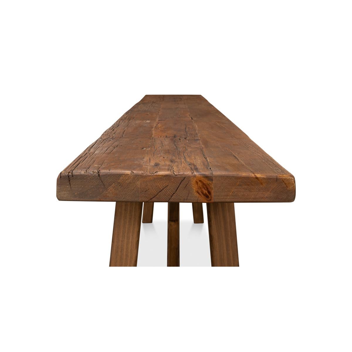 Contemporary Modern Reclaimed Wood Console Table For Sale
