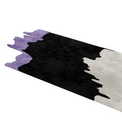 Modern Rectangular Abstract Shape Hand-Tufted Rug Gradient Purple, Black & White